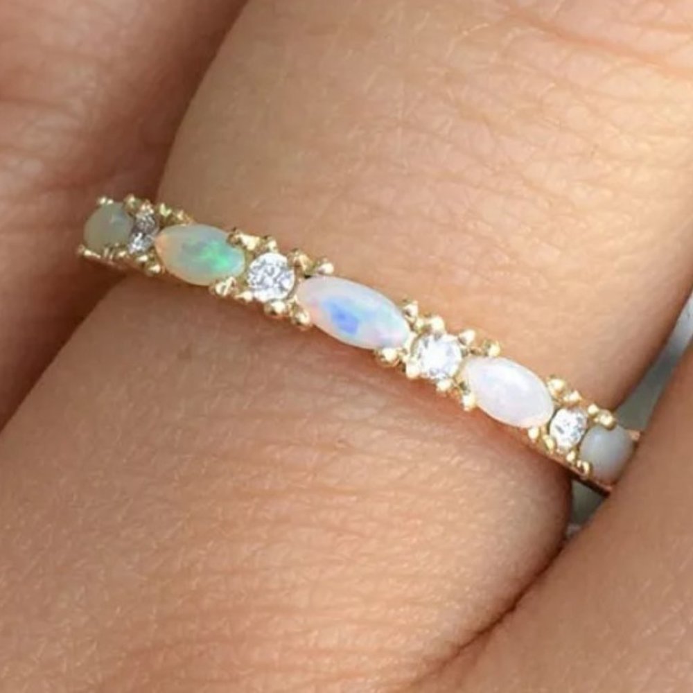 Gold plated opal and mossianite - Picture 1 of 8
